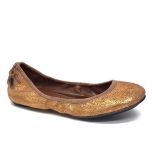 COLE HAAN M SHARAPOVA Gold Ballet Flats 5 B